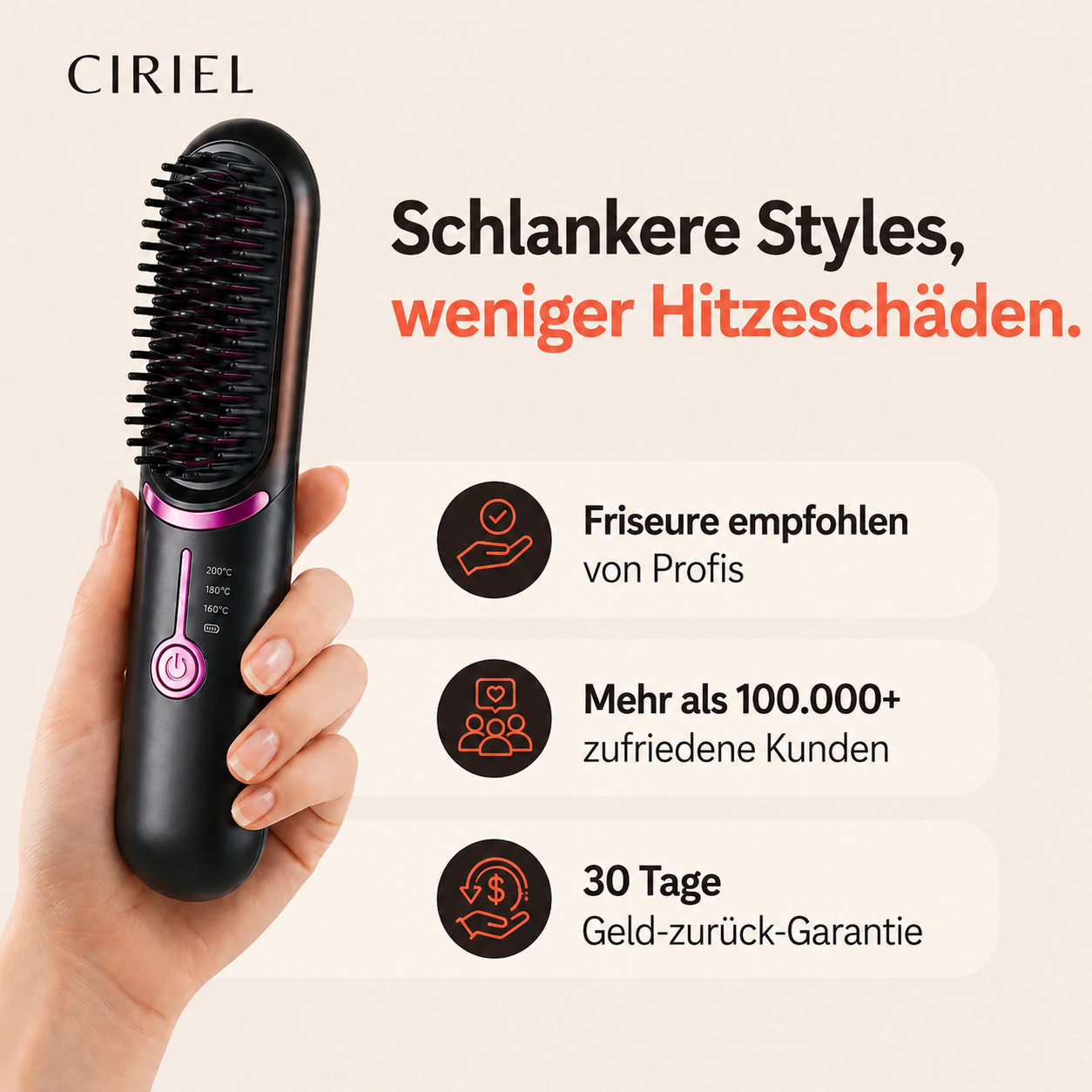 Ciriel - AirBrush™ Pro | Drahtlose Stylingbürste